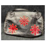 Vintage Leather Handicraft Purse With Embossed Flo