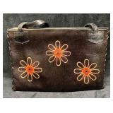 Vintage Leather Handicraft Purse With Embossed Flo