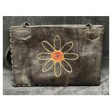 Vintage Leather Handicraft Purse With Embossed Flo