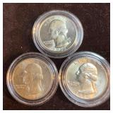 Lot of 3 Three Silver Washington Quarters