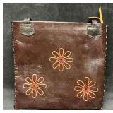 Vintage Leather Handicraft Purse Embossed Flowers