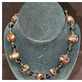 Vintage Italian Black Murano Art Glass Bead Neckla