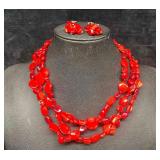 Four Sets Of Pink/Red Costume Jewelry Sets Matchin