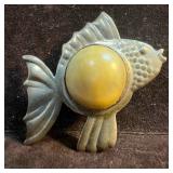 Sterling Silver Fish Mexico Cabochon Cut Gemstone Sterling Silver Fish Mexico Cabochon Cut Gemstone