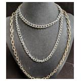 2  Chunky Silvertone Chainlink Necklaces 2  Chunky Silvertone Chainlink Necklaces