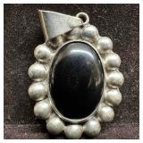 Black Onyx Sterling Silver 925 Mexico Pendant D41 Black Onyx Sterling Silver 925 Mexico Pendant D41