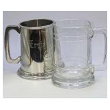 2 Vintage Glass And Pewter Tankards 2 Vintage Glass And Pewter Tankards