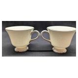 2 Wedgwood China Silver Ermine Contour Footed Cups 2 Wedgwood China Silver Ermine Contour Footed Cups