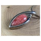 Vintage Sterling Necklace & Pink Stone Pendant Vintage Sterling Necklace & Pink Stone Pendant