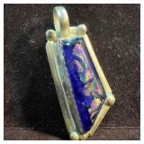 Iridescent Blue Stone Sterling Silver Pendant Iridescent Blue Stone Sterling Silver Pendant