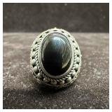 Black Onyx Sterling Silver Ring 925 BA Size 8 Black Onyx Sterling Silver Ring 925 BA Size 8
