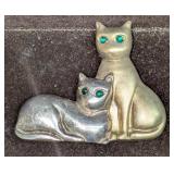 Vintage Gorham Sterling Silver Cat Brooch With Eme Vintage Gorham Sterling Silver Cat Brooch With Eme