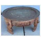 1800s Oriental Tea Table w/ Brass Tray Top 1800s Oriental Tea Table w/ Brass Tray Top