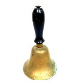 Vintage Brass School Bell With Wood Handle Vintage Brass School Bell With Wood Handle