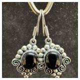 MWS 925 Mexico Black Onyx Sterling Silver Earrings MWS 925 Mexico Black Onyx Sterling Silver Earrings