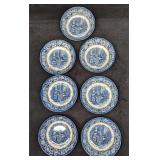 7 Vintage Retired Liberty Blue Dessert Bowls 7 Vintage Retired Liberty Blue Dessert Bowls