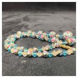 Venetian Murano Lamp Work Glass Light Blue Floral