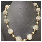 Murano Venetian Lamp Work Art Glass Clear Beaded G