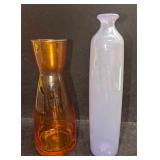 2 Vintage Glass Serving Carafe Vases