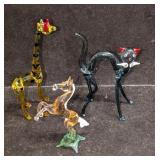 Vintage Handblown Glass Cat Foal Horse And Giraffe