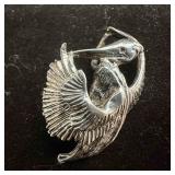 Sterling Silver Pelican Bird Flying In Motion Neck