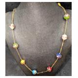 Vintage Italian Murano Colorful Art Glass Bead Nec