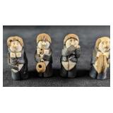 4 Vintage Hand Made Clay Little People Figures