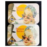 2 Sets Of Diamond Matches Tin Boxes