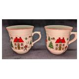 2 Retired Jamestown China Joy of Christmas Mugs A