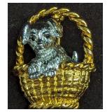 Vintage Joan Rivers Gold & Silver Tone Dog In