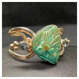 Sterling Butterly-Carved Chrysocolla Cuff bracelet
