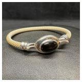 Sterling Onyx Clasp Mesh Tube Bracelet