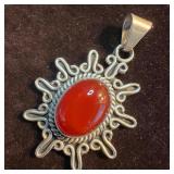 CII Mexico 925 Carnelian Cabochon Gemstone Sterlin