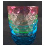 Four Vintage Thumb Print Colorful Glass Bowls