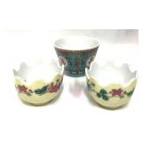 Bundle Of Vintage Mun Shou Hand Painted Porcelain