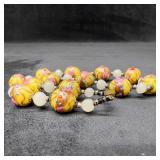 Venetian Murano Lamp Work Glass Yellow Round Bead