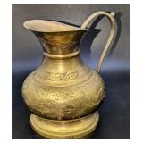 Vintage Etched Brass 5" Pitcher