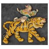 Vintage Hand Painted Ceramic Zhao Gongming With Ti