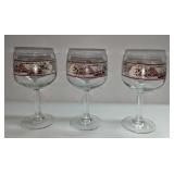 3 Covered Bridge Friendly Village Glassware Goblet