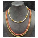 Faux Pearl And Yellow Crystal And Gold Tone And Pi