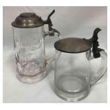 2 German Beer Steins With Pewter Lids