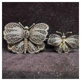 Sterling Silver 800 Ornate Filigree Butterfly Broo