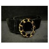 Chanel Velour Belt With Chain Buckle