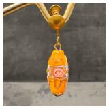 Murano Venetian Art Glass Lamp Work Orange Oval Fl