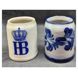 2 Vintage Stoneware Steins