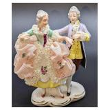 Vintage Dresden Lace Porcelain Dancing Couple Vintage Dresden Lace Porcelain Dancing Couple