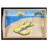 Sandal Wooden and Tile Trays Beach Theme Sandal Wooden and Tile Trays Beach Theme
