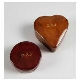 Leather Round and Heart Trinket Boxes Italian Leather Round and Heart Trinket Boxes Italian