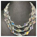 Vendome Iridescent Clear Glass Triple Strand State Vendome Iridescent Clear Glass Triple Strand State