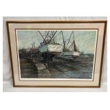 Signed & Numbered Serigraph "Dry Dock" By Schofiel Signed & Numbered Serigraph "Dry Dock" By Schofiel